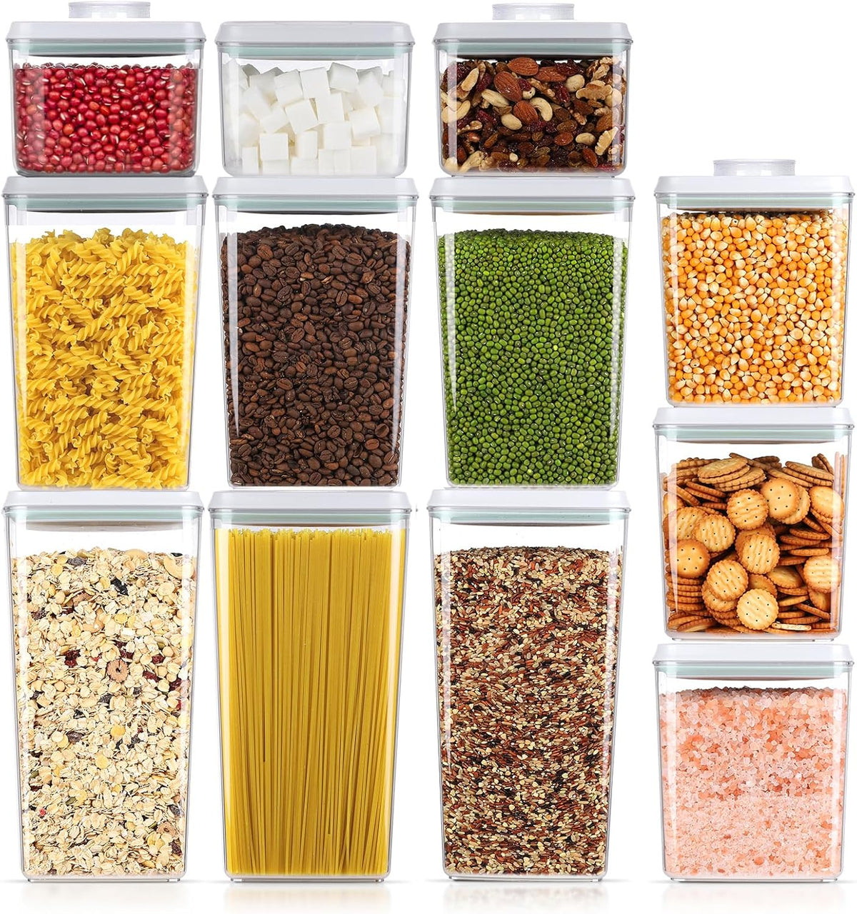 Pop Food Storage Containers Airtight Food Storage Containers Set with Lids Kitchen Pantry Organization and Storage, 3.4Qt, 2.8Qt, 2.1Qt, 1.2Qt