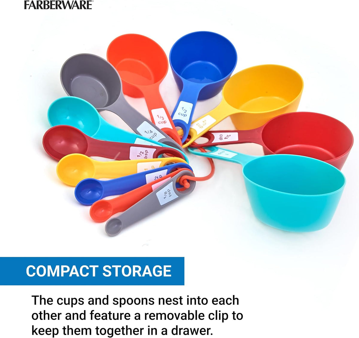 Measuring Cups and Spoons Set, 12-Piece Rainforest Collection with Color-Coded Nesting Design for Cooking and Baking, Dishwasher Safe