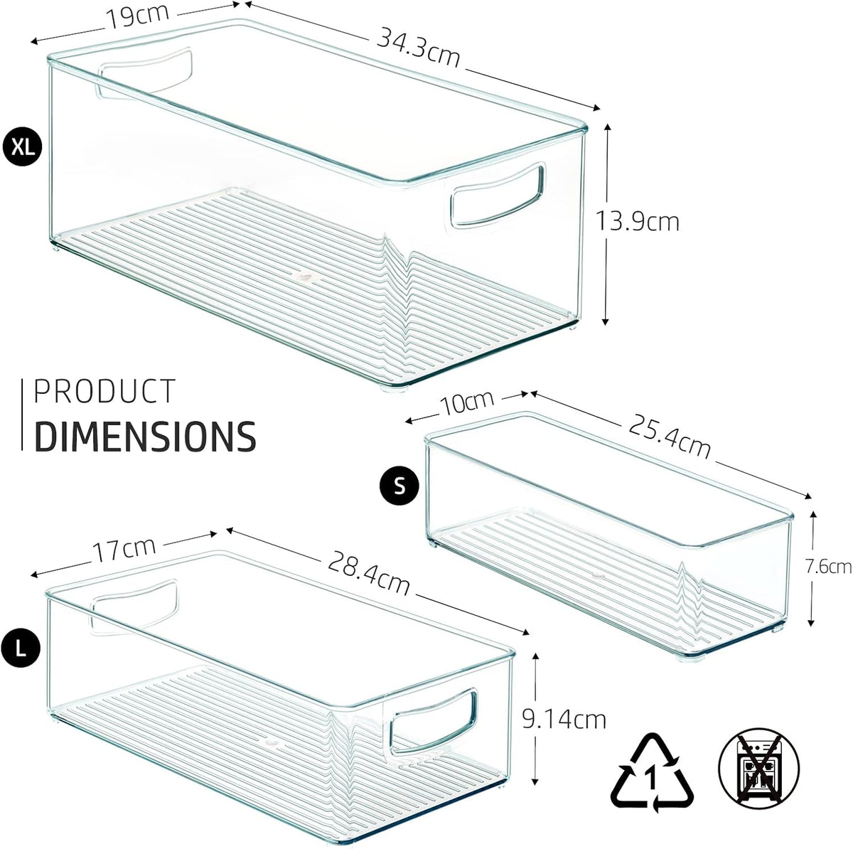 8 PACK Stackable Pantry Organizer Bins (3 Size) - Clear Fridge Organizer for Kitchen, Freezer, Refrigerator, Cabinet - Plastic Storage Container with Handle for Home