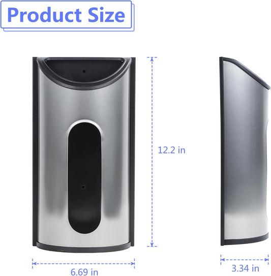 Magnetic Wall Mounted Trash Bag Holder, Grocery Bag Holder Stainless Steel Kitchen Trash Bag Organizer Anti-Fingerprints Magnet and Scraw for Kitchen Garage Barn Storage Room