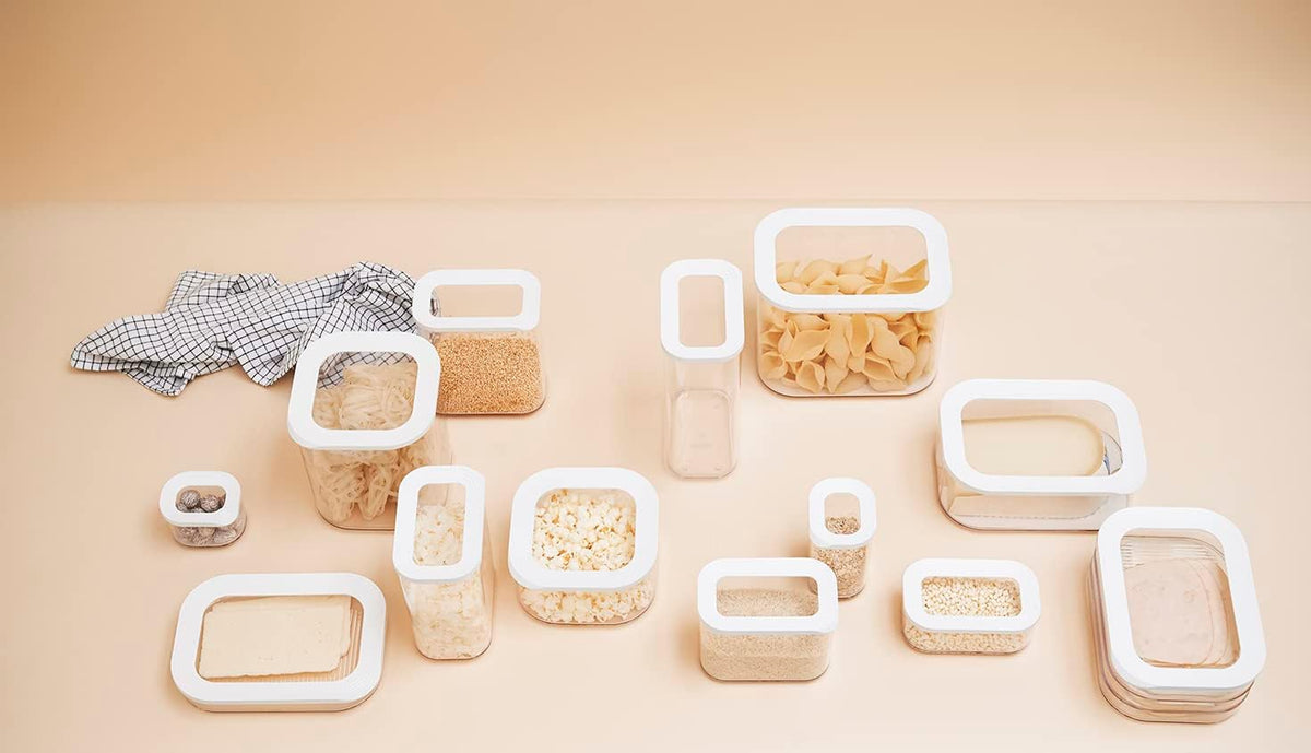Modula Rounded Stackable Food Storage Box | 3 Compartments with 1 Universal Transparent Framed Lid | Ideal for Cold Cuts, Cheese, and More | BPA-Free, Nordic White (17oz/500ml)