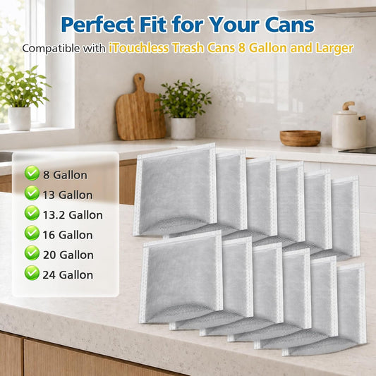 12 PCS Activated Charcoal Trash Can Odor Absorbing Filter Refill Deodorizer