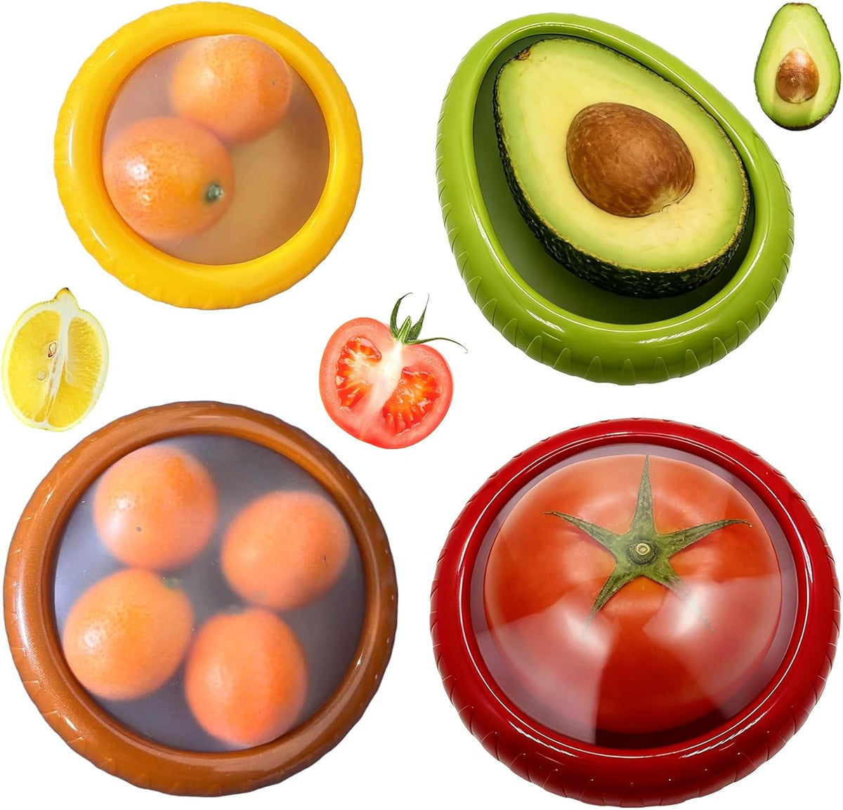 Avocado Saver & Onion Storage Containers - 4-Piece Reusable Fridge Produce Holders | BPA-Free Veggie Saver for Garlic, Onions, Lemons, Potatoes & Fresh Produce
