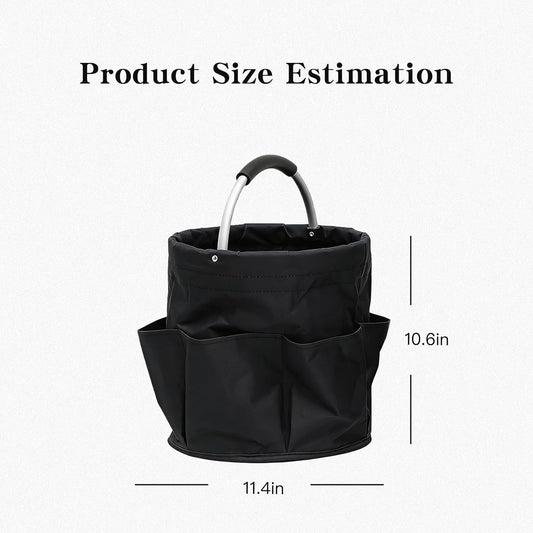 Tool Bucket Organizer 2-Pack, 17L Foldable Cleaner Caddy with 6 Pockets,Handle for Garden、Family and Bathroom, Can Also be Used as a Beach Basket or Shopping Basket,Black+Navy Blue