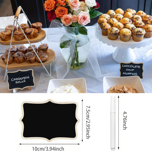 12pcs Mini Chalkboard Signs with Stand,Food Labels for Party Buffet, Food Tag/Name Card for Wedding Table, Name Tag Drink Labels Taco/Candy Bar/Bake Sale Food Sign, Catering Supplies Buffet Display