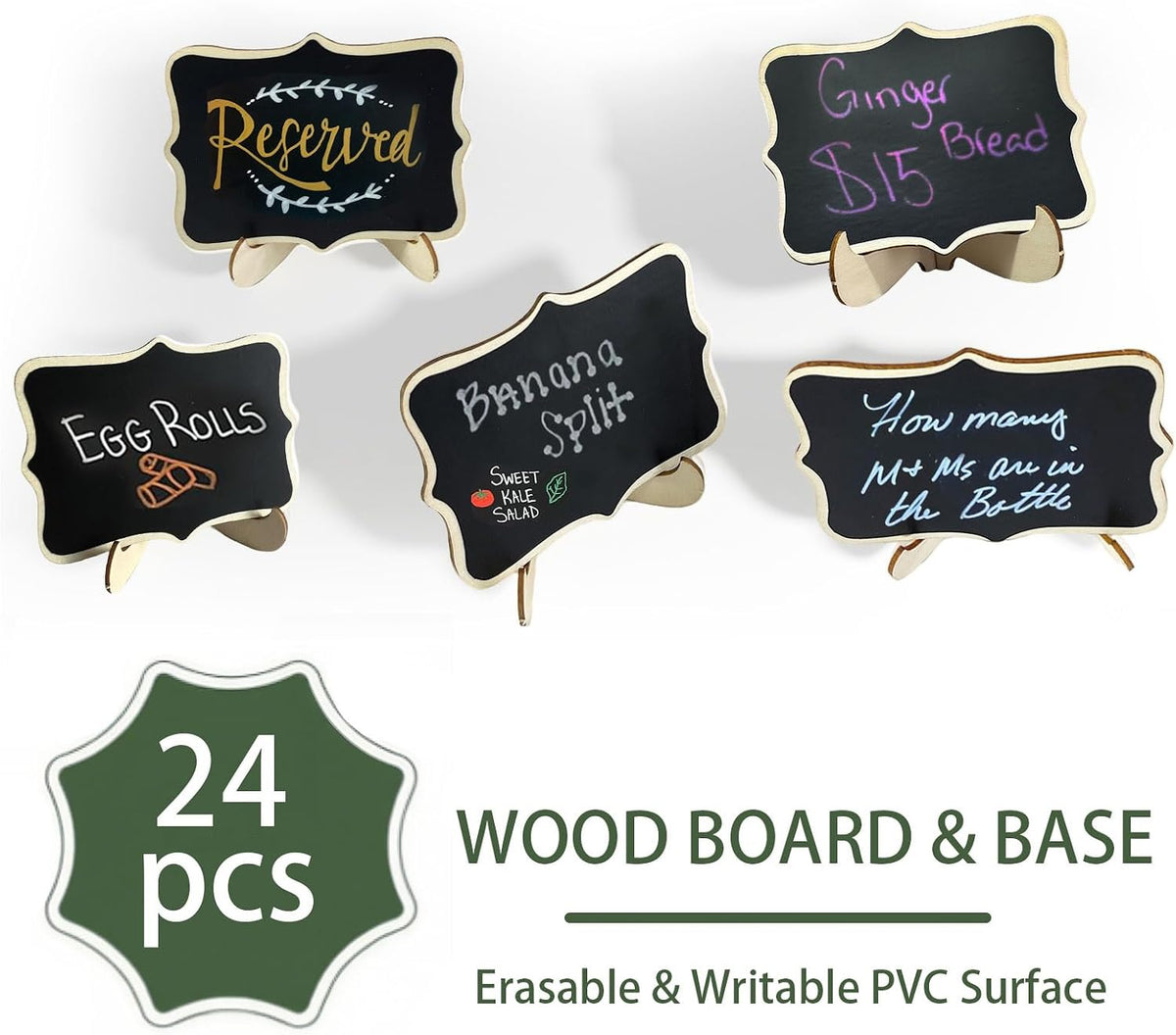 12pcs Mini Chalkboard Signs with Stand,Food Labels for Party Buffet, Food Tag/Name Card for Wedding Table, Name Tag Drink Labels Taco/Candy Bar/Bake Sale Food Sign, Catering Supplies Buffet Display
