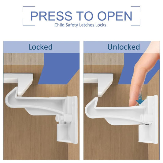 10 Pack Child Cabinet Locks, Baby Proofing Safety Locks for Cabinets, Drawers, Appliances, Easy Installation, No Drilling Required, Ideal for Toddlers and Babies (10P white)