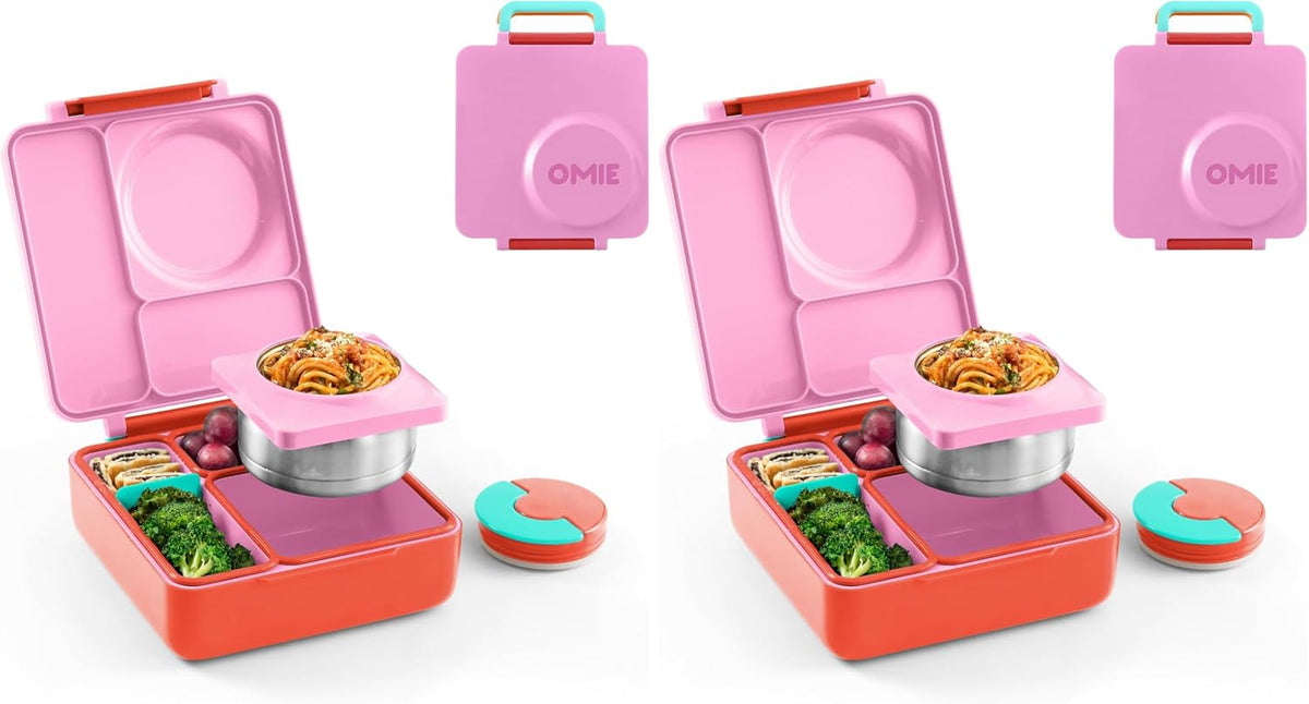 OmieBox Kids Insulated Leakproof Bento Lunch Box with Food Jar (Blue Sky)