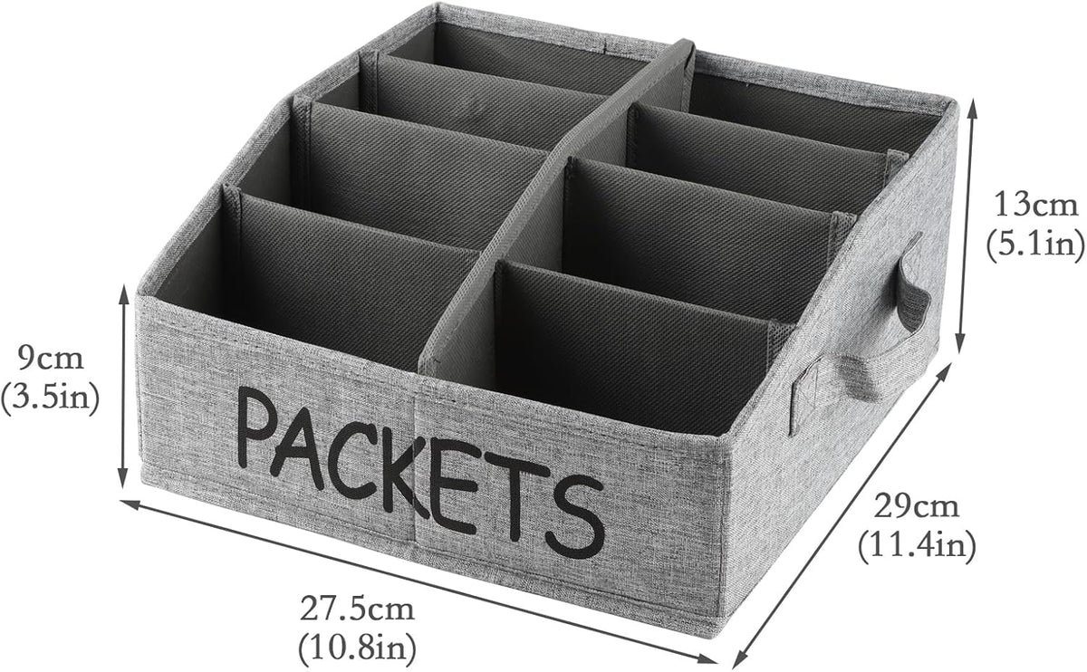 Snack Organizer for Countertop, Fabric Snack Container with Handles, 6 Compartment Snack Box Bin Snack Basket, Snack Bar Station Decor, Kitchen Cabinet Pantry Organizer and Storage
