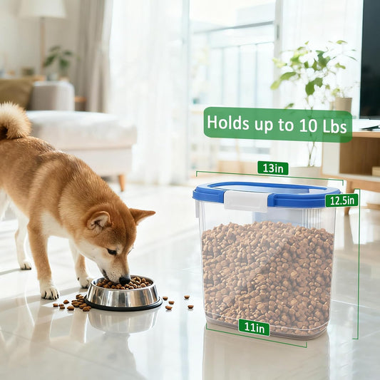 10-15 Lbs Dog Cat Pet Food Storage Container Airtight, Slim Dry Food Bin