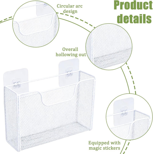 2 Pack Aluminum Foil Organizer, Kitchen Wrap Organizer for Plastic Wrap, Foil, Wax Paper and Food Storage Bags, Wall Mounted Iron Wire Rack for Cabinet Door, Pantry and Kitchen Storage