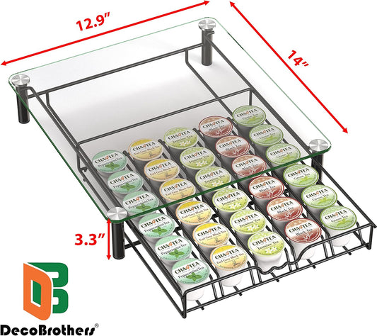 DecoBrothers K-Cup Holder Drawer for 36 Coffee Pods Storage, Black