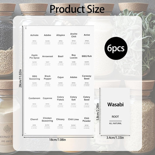 Spice Jar Labels 150 PCS Waterproof Spice Labels Stickers Spice-Minimalist Condiment for Kitchen Jars