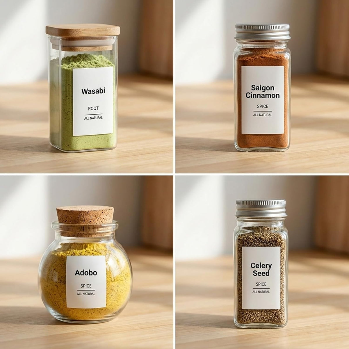 Spice Jar Labels 150 PCS Waterproof Spice Labels Stickers Spice-Minimalist Condiment for Kitchen Jars