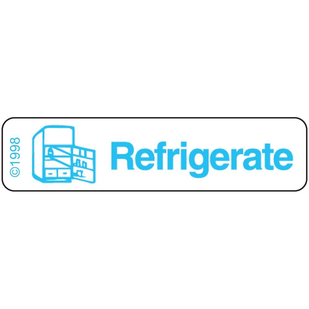 1-371 Permanent Paper Label, "REFRIGERATE", 1 9/16" x 3/8", White (500 per Roll, 2 Rolls per Box)