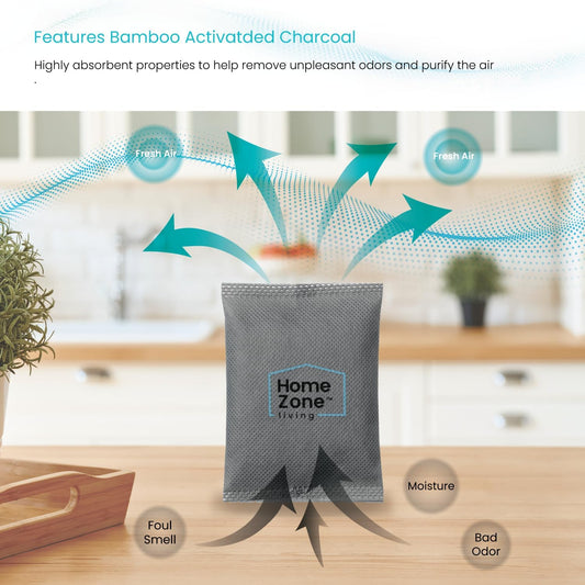 CleanAura Deodorizing Bamboo Activated Charcoal Filter Bag Set of 4
