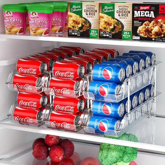 Stackable Soda Can Organizer for Pantry or Fridge, Holds 24 Cans
