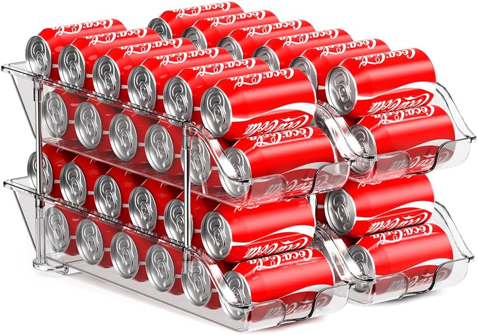 Stackable Soda Can Organizer for Pantry or Fridge, Holds 24 Cans