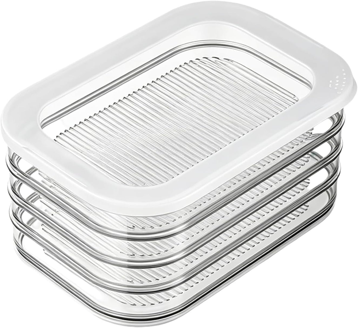 Deli Meat Container for Fridge - Stackable Food Storage Box with Clear Lids & Clip, Plastic Meal Prep Tray for Deli Meat Bacon Cheese, Refrigerator Organization (1, White - 3 Layer)