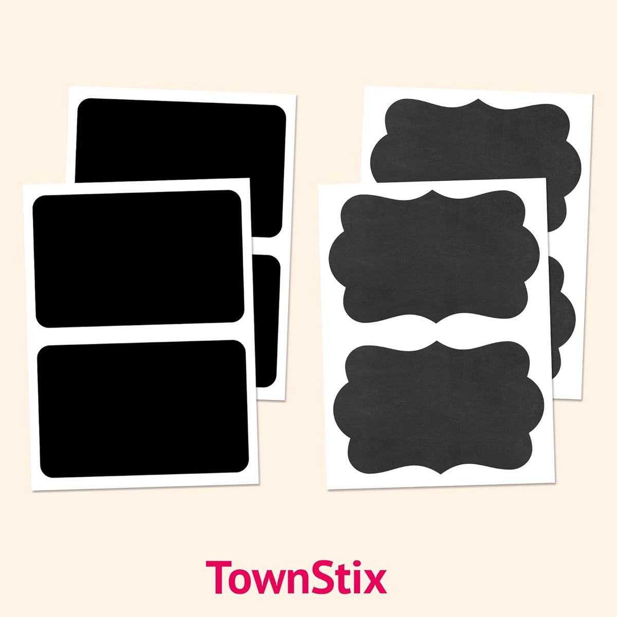 50 Pack, Large Chalkboard Labels Stickers - Rectangle, 6" x 4" | Erasable and Reusable