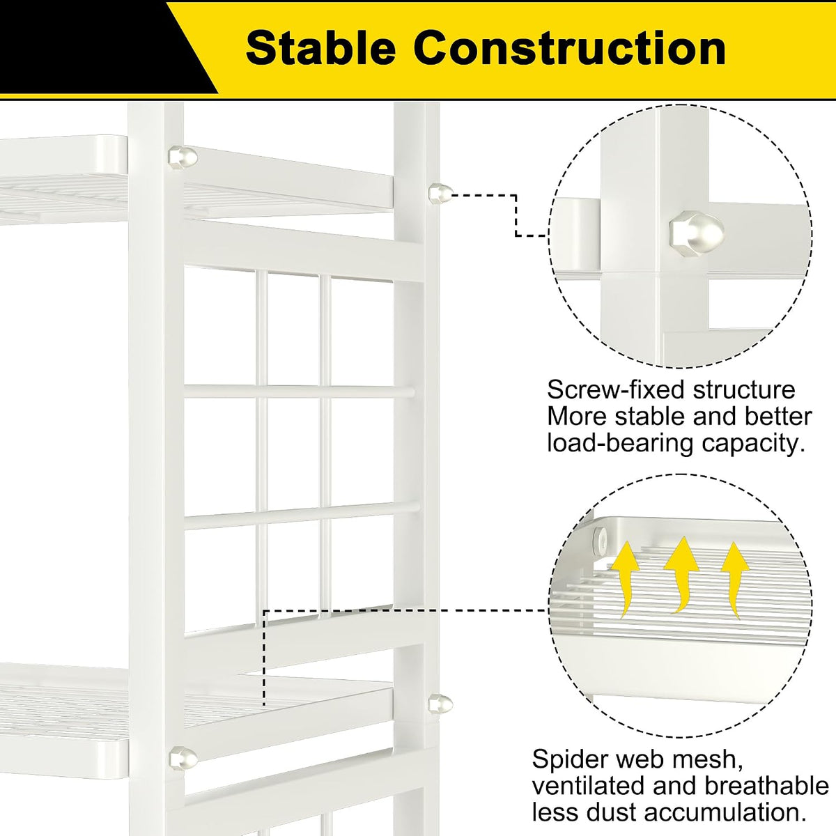 5-Wire Standing Book Shelf & Bookcase, Metal Storage Shelving Unit Pantry Rack for Laundry Kitchen Bathroom Organizer, Black