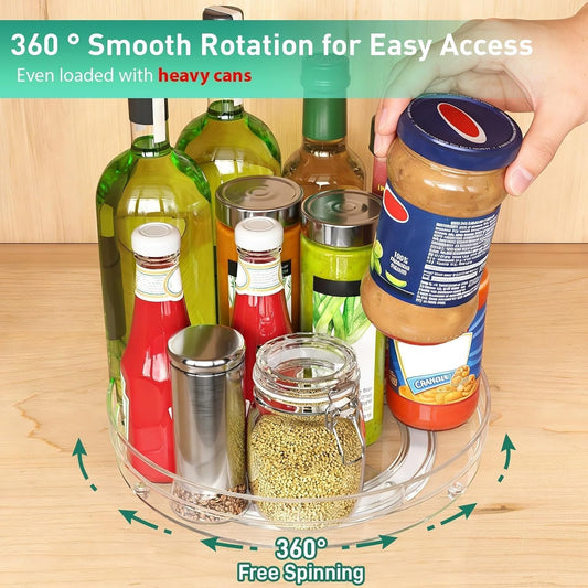 2 Pack 9.5" Lazy Susan Organizer for Cabinet, Non-Skid Turntable