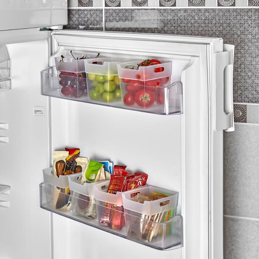 5-Piece Clear Plastic Multi-Purpose Organizer Bins, Fridge Side Door Storage Box Set for Refrigerator, Cabinet, Pantry - Storage for Small Items, Fruits, Vegetables
