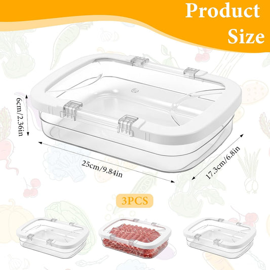 3 Pcs Deli Meat Containers for Fridge with Airtight Lids-Stackable Food Storage Containers, Clear Plastic Lunch Meat Container for Refrigerator Storage Sandwich Ham Cheese Salami Sliced Turkey