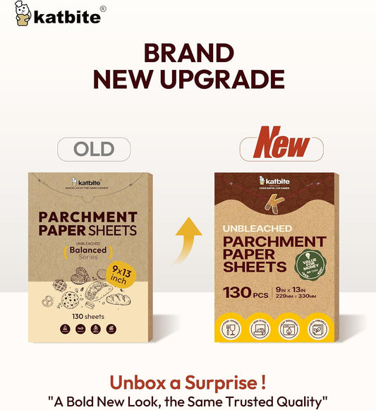 9x13 Inch Parchment Paper Sheets, Unbleached Non-Stick