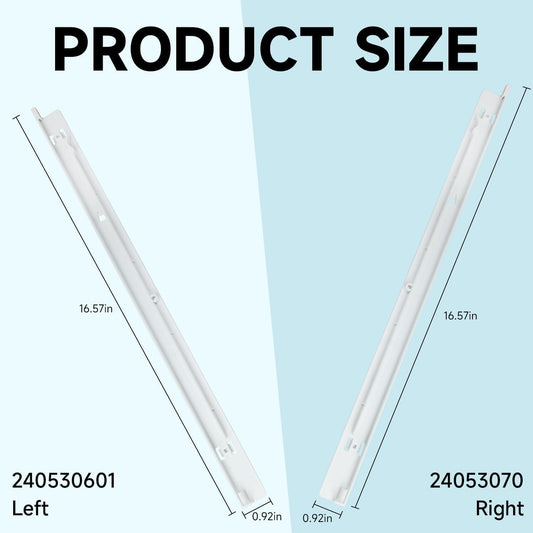 Refrigerator Meat Pan Hangers Compatible with Frigidaire Kenmore JD-21 FFTR2021TW2 FRT18L4JW0 Replace#: 240530601 (Left) & 240530701(Right),ABS Fridge Cheese Drawer Slide Support Rail