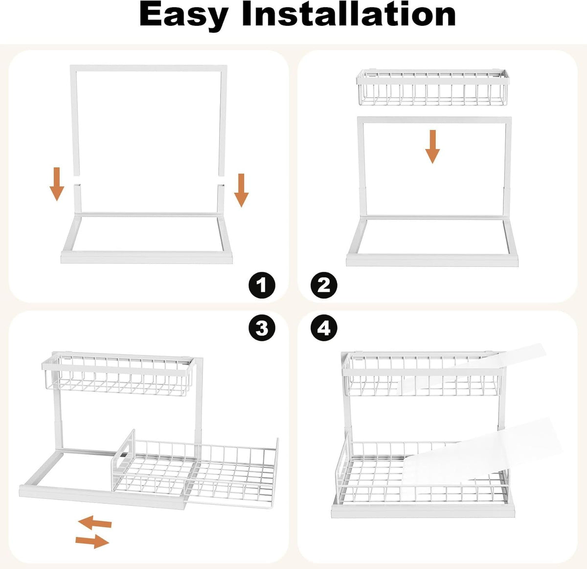 Under Sink Organizer, L-Shaped Pull Out Cabinet Organizer, Kitchen | 2 Tier Metal Slide Out Shelf for Kitchen, Bathroom, Laundry, and Utility Cabinet Storage for Deep Cabinets, Black