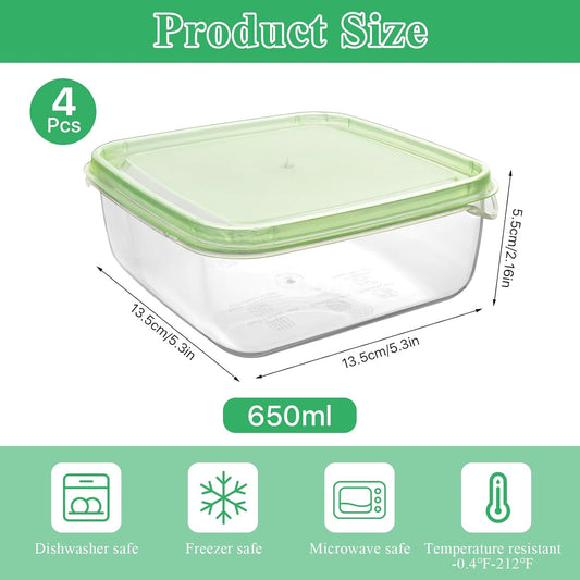 4 Pack Sliced Cheese Container for Fridge, Butter Block Cheese slicer Holder with Lids, Airtight Plastic Storage Box for Keeps Deli Cheese Fresh Longer