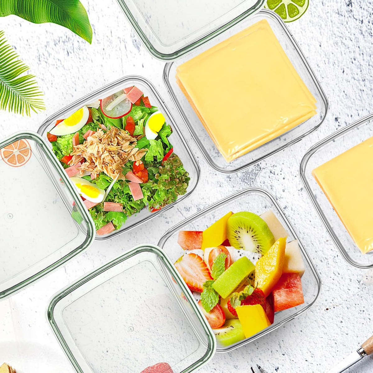 4 Pack Sliced Cheese Container for Fridge, Butter Block Cheese slicer Holder with Lids, Airtight Plastic Storage Box for Keeps Deli Cheese Fresh Longer