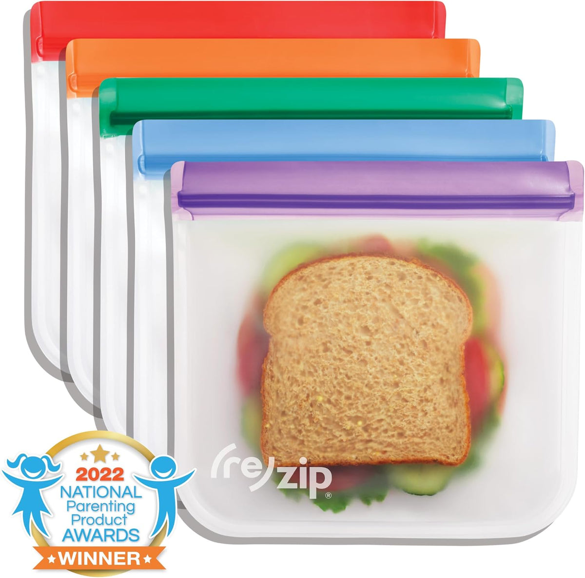 ( Reusable Sandwich Bags, Leakproof, 28 oz, Clear
