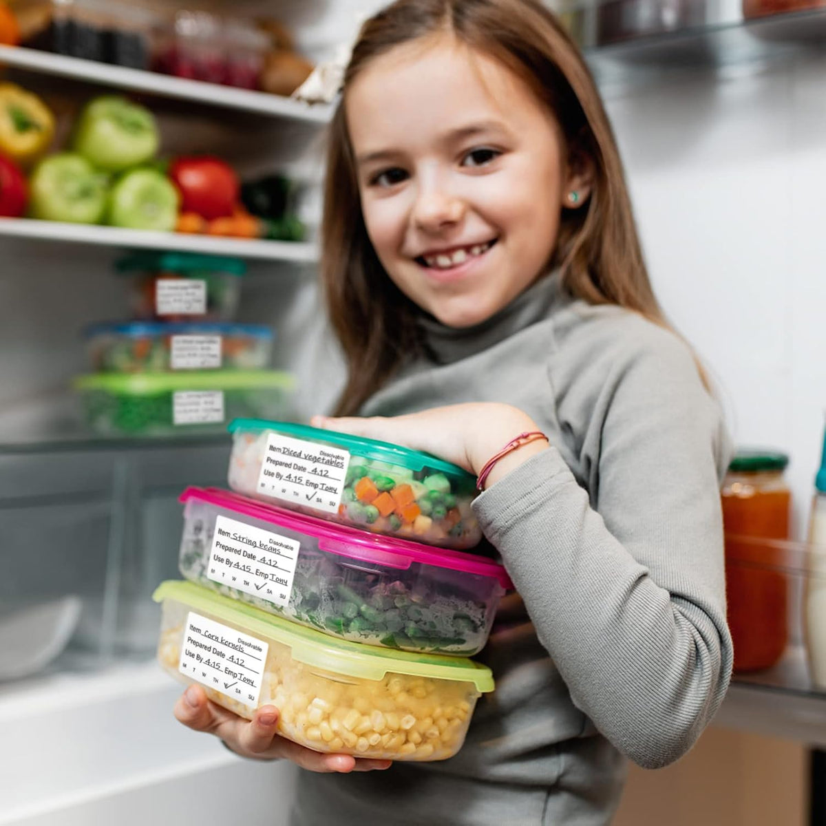 500 Pcs Dissolvable Food Labels 2" x 3" Use by Shelf Life Labels | Track expiration & reduce waste. Multipurpose washable stickers. For meal prep, fridge, freezer & pantry food storage