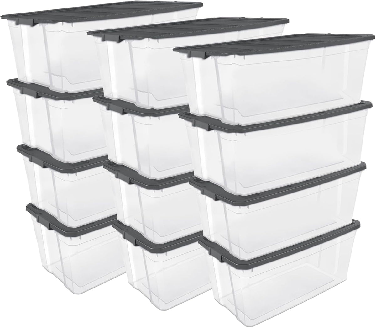 Modular Stacker Box with Latching Lid, 30 Quart, 6-Pack