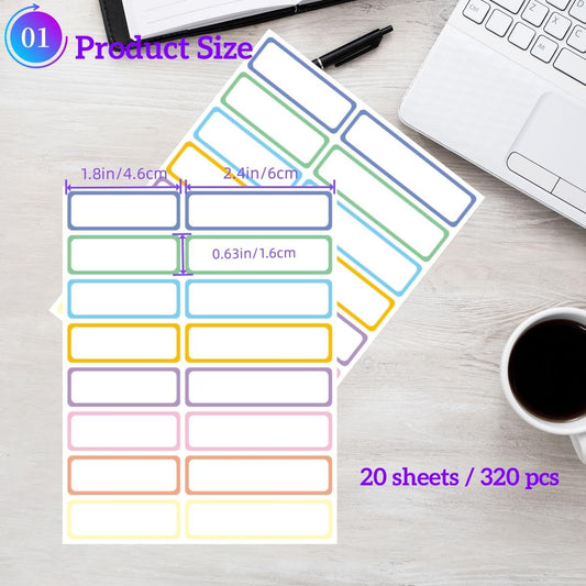 Removable Waterproof Labels for Bottles -320PCS 0.62 x 2.35 inch Organizing Name Labels for Food Containers Blank Nametags for Jars File Folders Small Storage Bin. Only Handwrite | 0.6 x 2.3 in Blank Writeable Name Label, Storage Tags for Food Containers