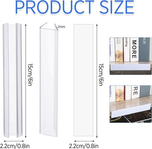30 Pieces Shelf Label Holder, Clear Plastic 0.875'' x 6'' Shelves Clip Wood Tags Ticket Sign Label Metal Holders for 0.75'' Thick Shelves Includes Matched Blank Inserts Offices Libraries