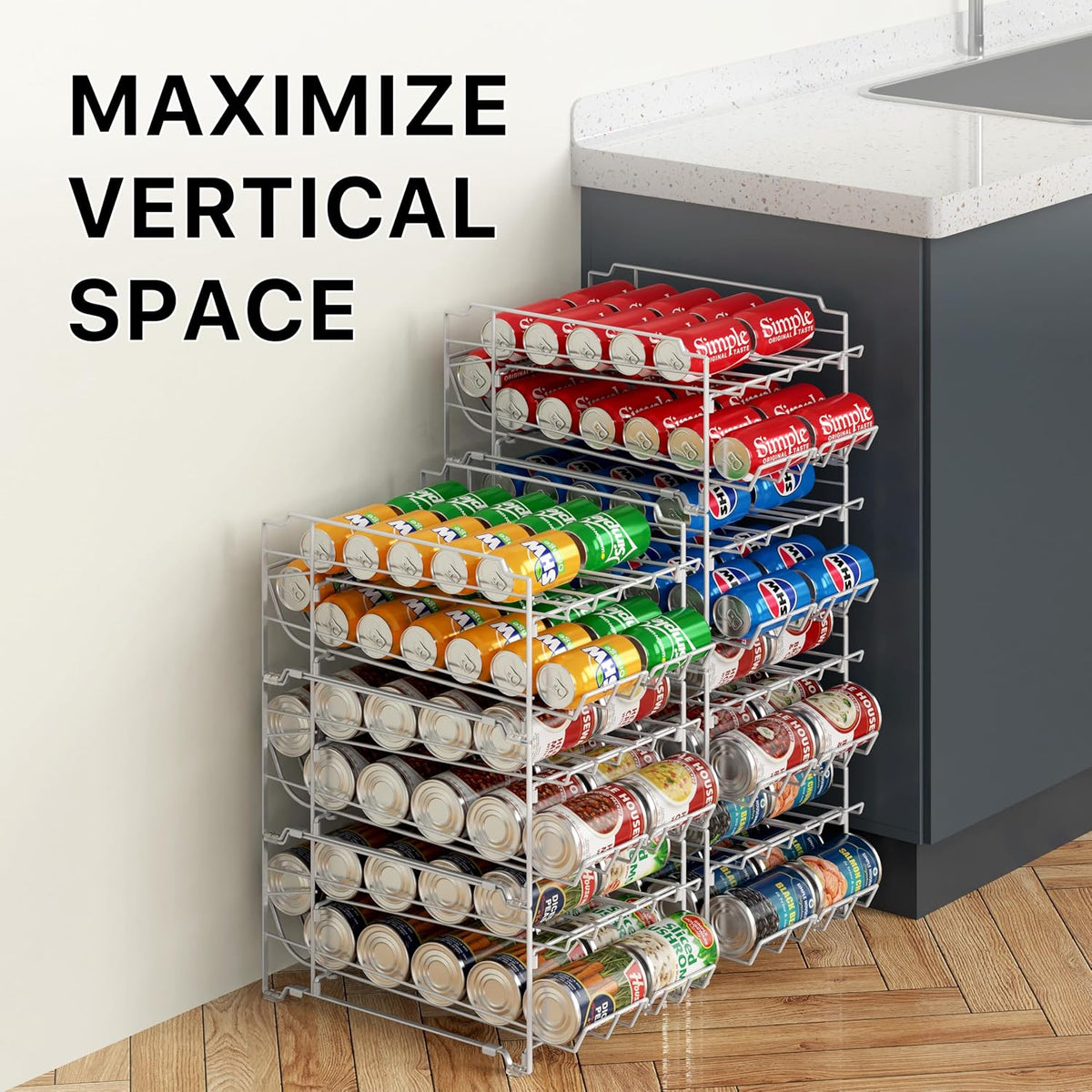 Dual Row Front Loading Can Dispenser, Chrome