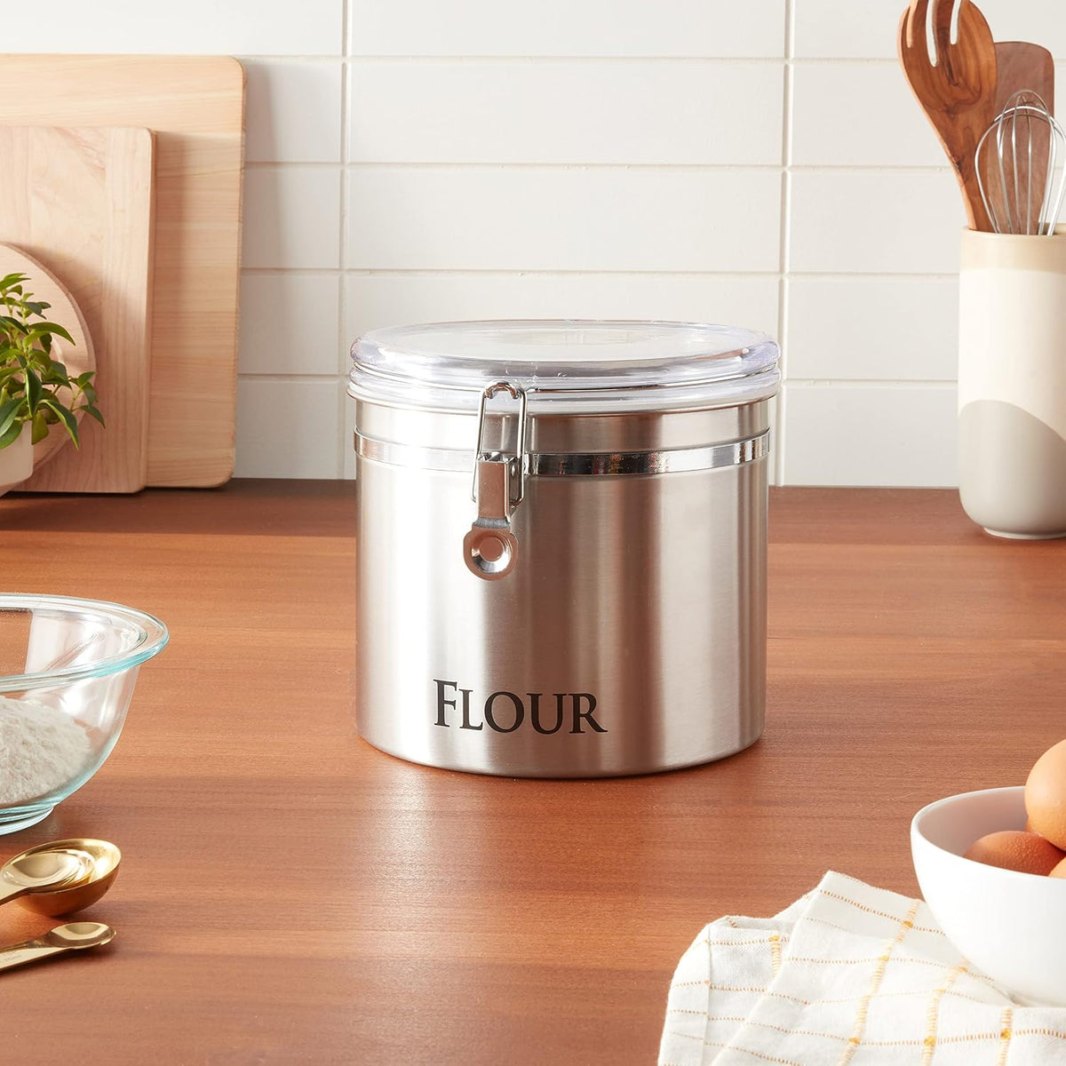 Jumbo 8" Stainless Steel Flour Clamp Canister - Flour & Food Storage