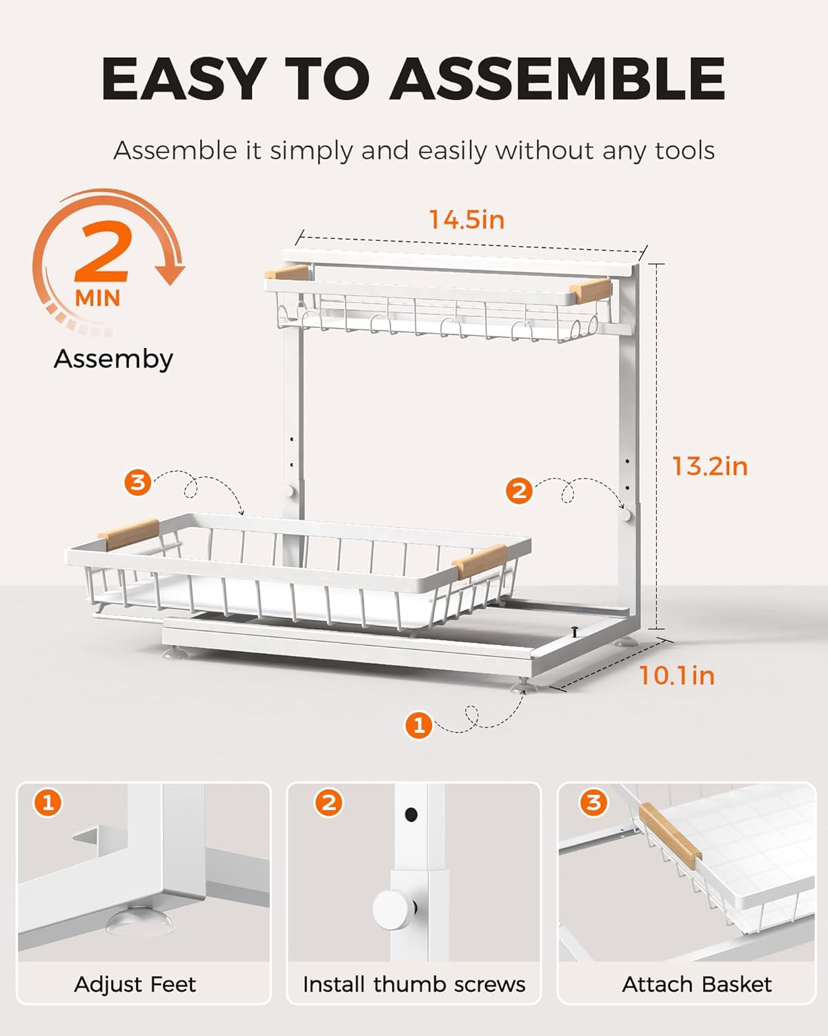 3 Pack Under Sink Organizer, Height Adjustable 2 Tier Pull-Out Metal Under Kitchen Sink Organizer, Multi-Purpose Storage Shelves for Kitchen Bathroom Cabinet, Black