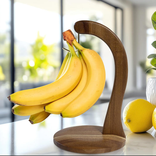 Rock & Branch Acacia Wood Banana Holder with Stand and Hanging Hook