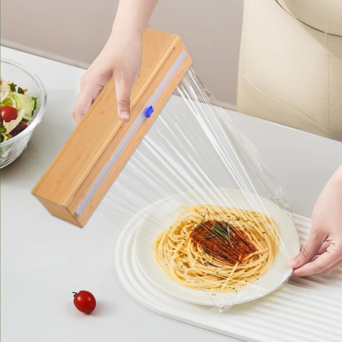 Plastic Wrap Dispenser with Cutter for Aluminum Foil, Plastic Wrap and Wax Paper, Fits 13" Roll(Plus)