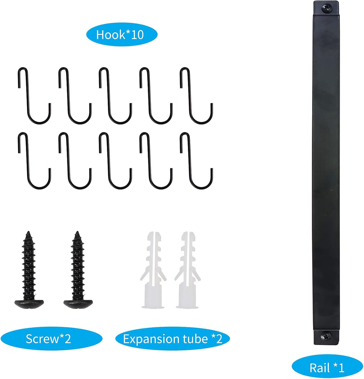 Wrought Iron Kitchen Holder: 10-Hook Wall-Mounted Utensil Rack with Black Finish - Ideal for Pots, Pans, Coffee Mugs