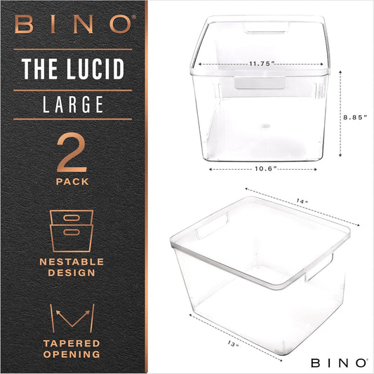 BINO | Plastic Storage Bins, X-Small - 5 Pack | THE LUCID COLLECTION | Multi-Use Built-In Handles BPA-Free Clear Storage Containers | Fridge Organizer | Pantry & Home Organization