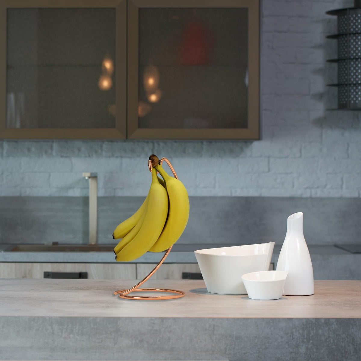 Modern Banana Hanger - Chrome Banana Stand for Kitchen Countertop
