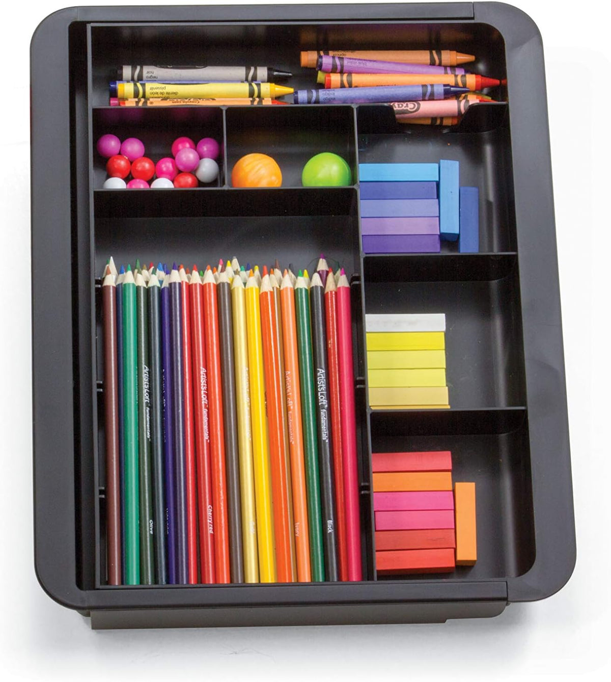 Expandable Drawer Organizer Tray, Adjustable 10.3"–16" Width, Customizable Compartments with Dividers, Recycled Plastic, Black