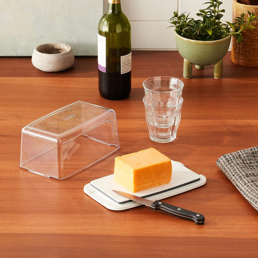 Progressive International Cheese BPA-Free Plastic Meal Holder, 8.75 in L x 3.6 in H x 4.75 in D, Ideal for Maintaining Fridge Organization