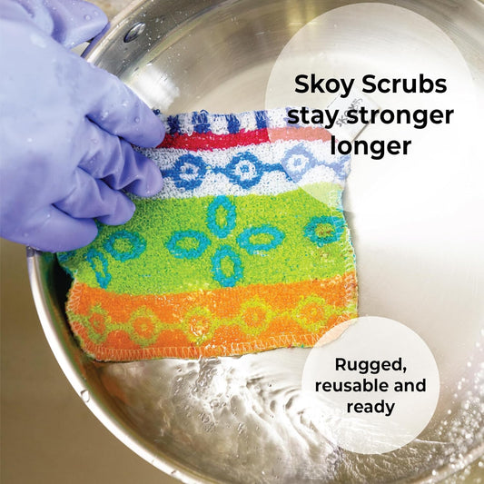 Scrub, Reusable, Non-Scratching Dish Scrubber for Kitchen and Household Cleaning, Planet-Friendly, Dishwasher Safe Soft Scrub, Assorted Colors and Designs