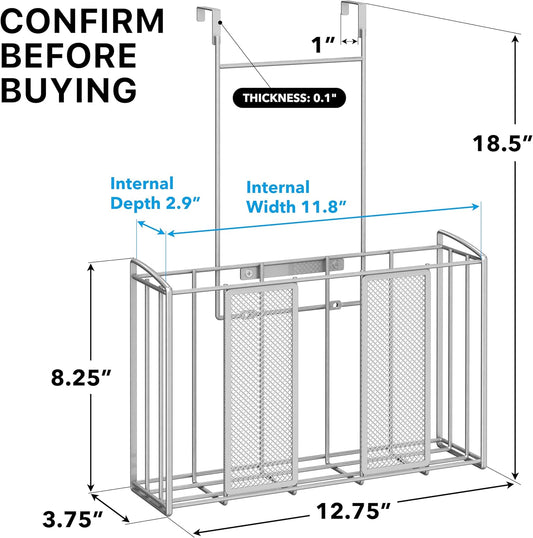 Over Cabinet Door Mesh Organizer, Silver